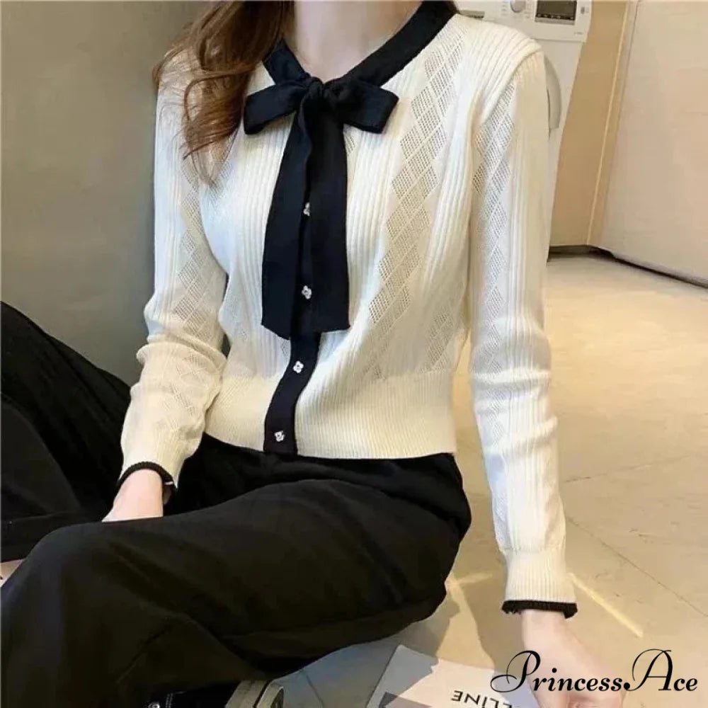 Different Color Button V-Neck Knit Cardigan cardigans-241228
