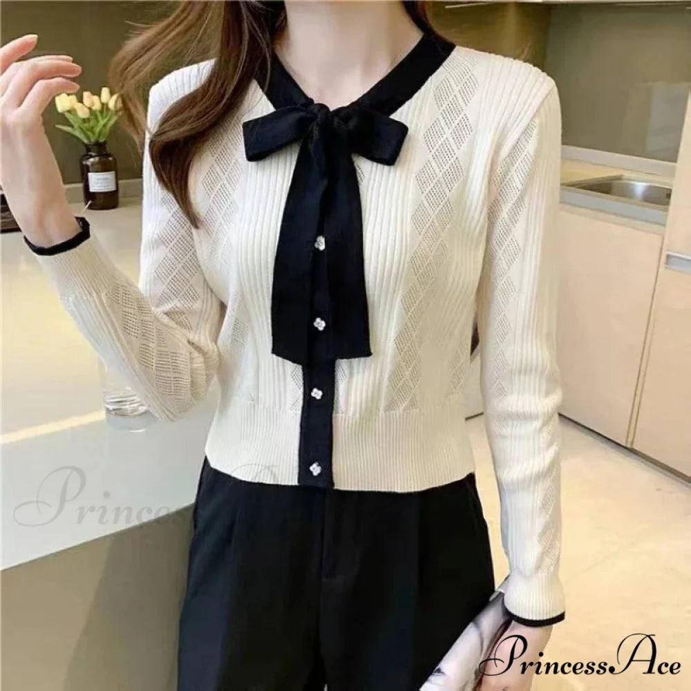 Different Color Button V-Neck Knit Cardigan cardigans-241228