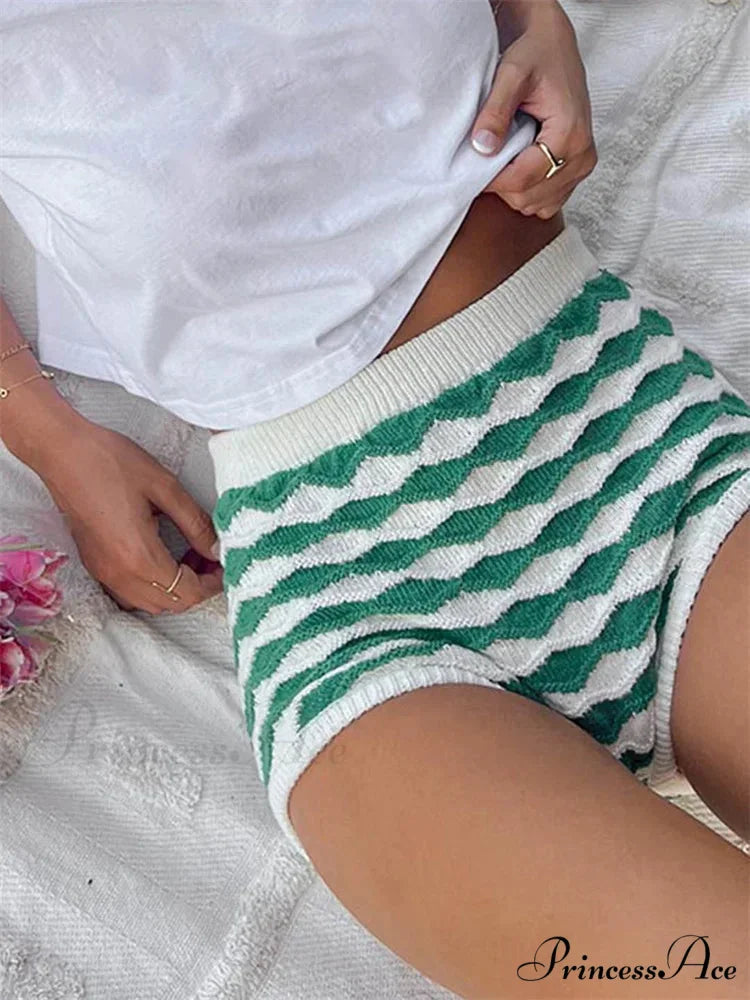 Different Color Knit Lounge Short short-250223