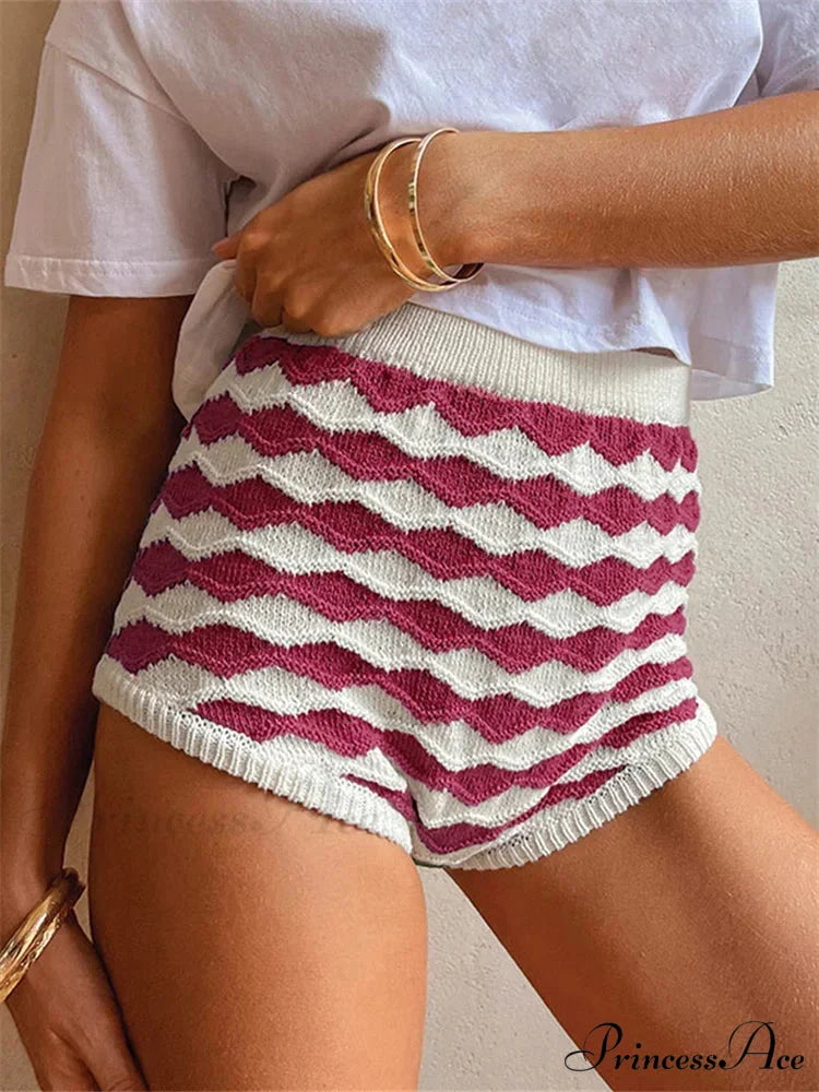 Different Color Knit Lounge Short short-250223