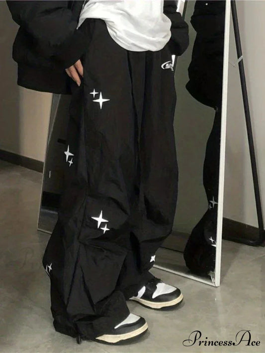 Digital Y2K Parachute Loose-Fitting Trousers pants-241228
