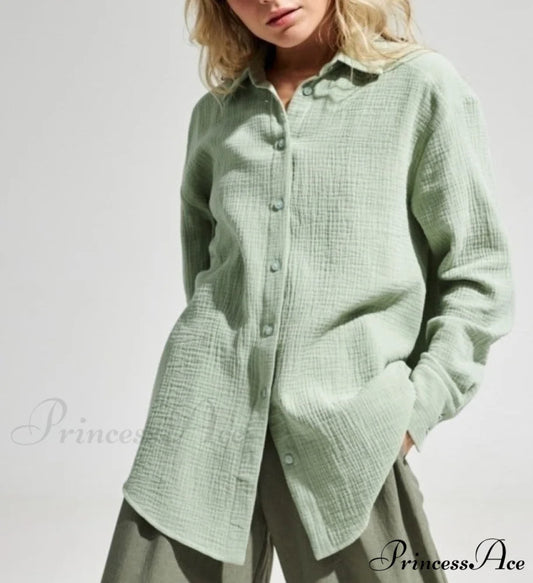 DINORA Button-Up Shirt light green / S