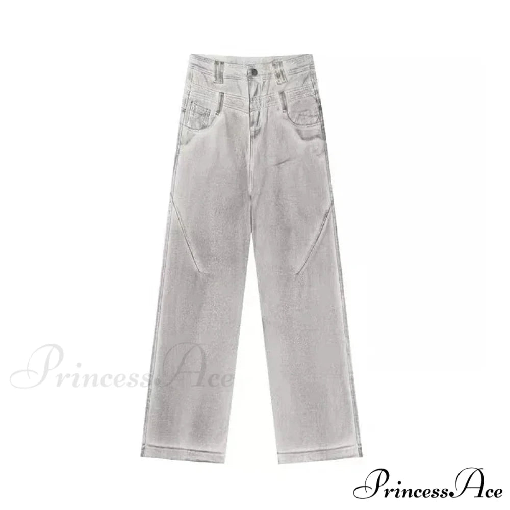 Dirty Wash Baggy Halloween Pants GRAY / S