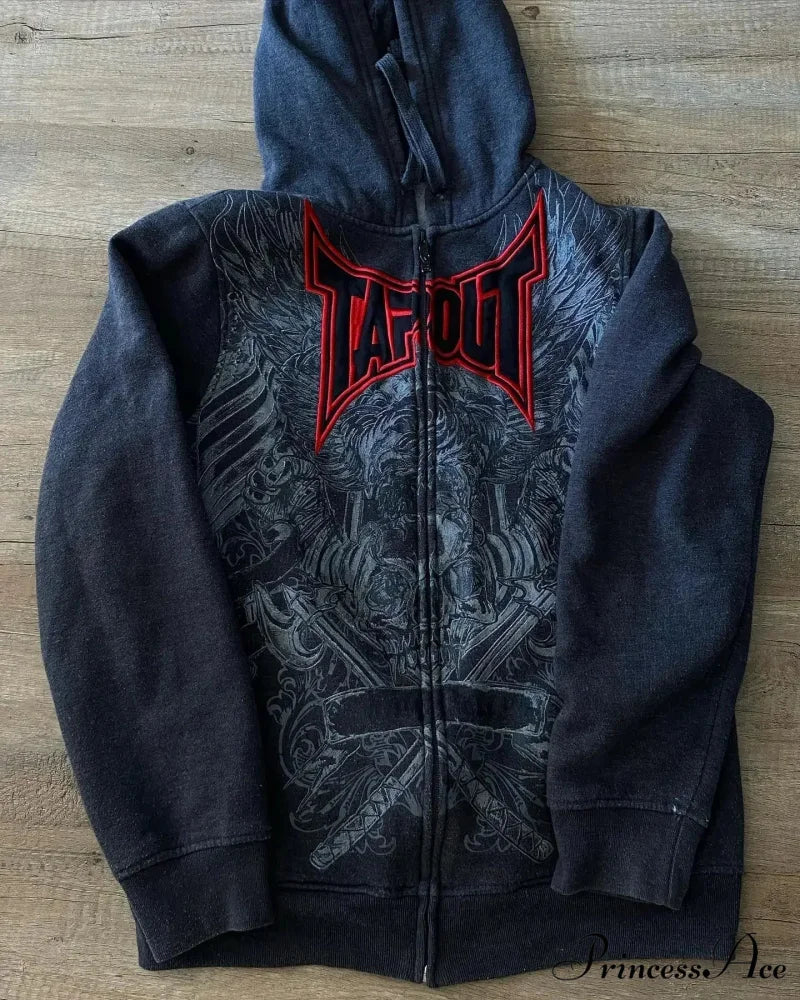 Disguise Zip Fastener Hooded Sweatshirt black 1 / S hoodies-241228