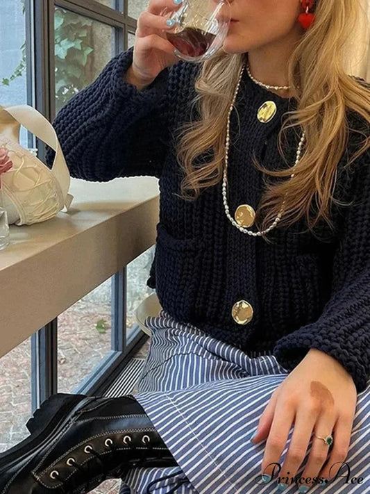 Distinguish Extended Sleeve Knitted Cardigan cardigans-241228