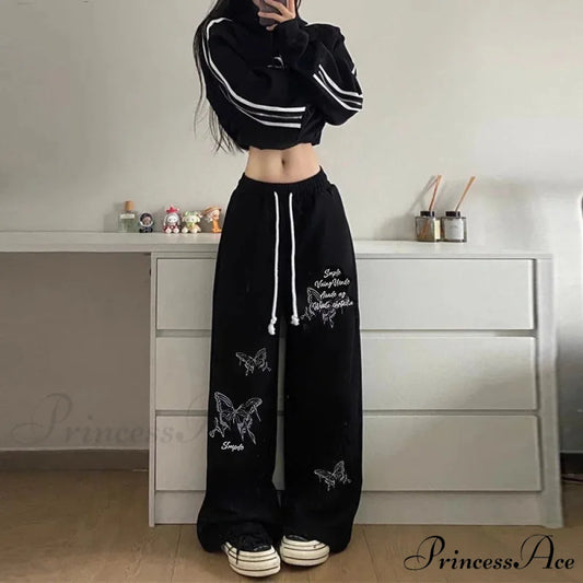 Dopamine Slender High Waist Broad Trousers black / M pants-241228