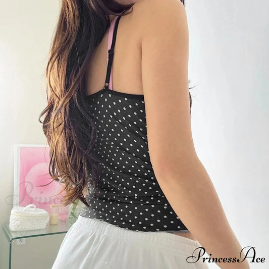 Dotted Bow Camisole Crop Top croptop-250223