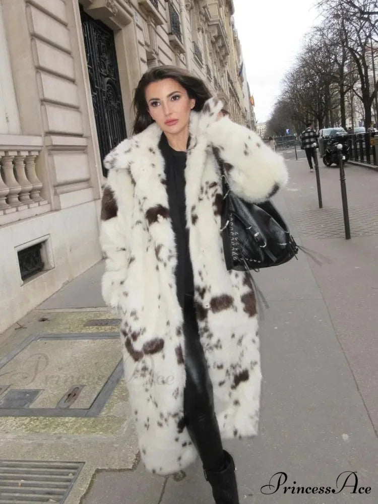 Dotted Panther Attire Lapel Furry Jacket coats-241228