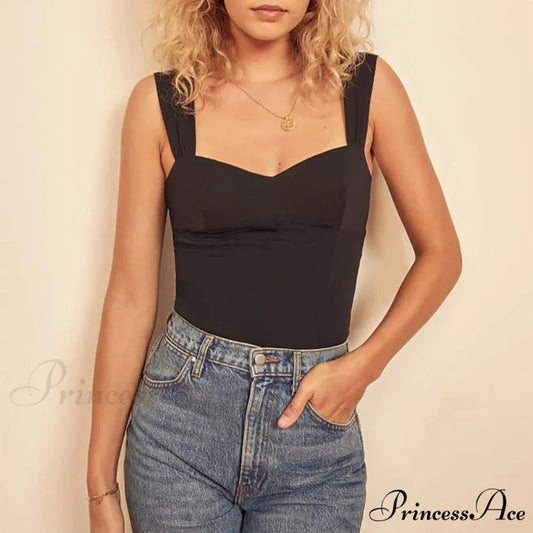 Dotted Sweetheart Neck Shirred Sleeveless Fitted Crop Top BLACK / S croptop-250126