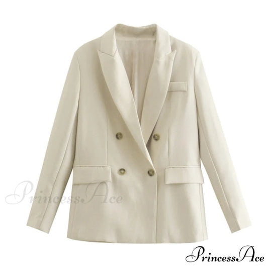 Double Breasted Blazer Coat Apricot / S