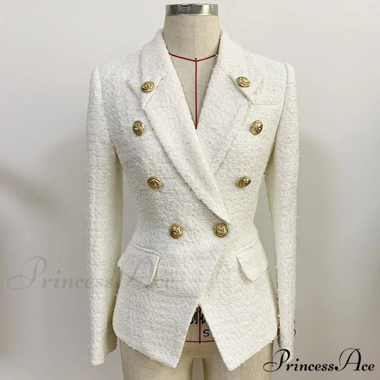 Double Breasted Lion Buttons Slim Blazer