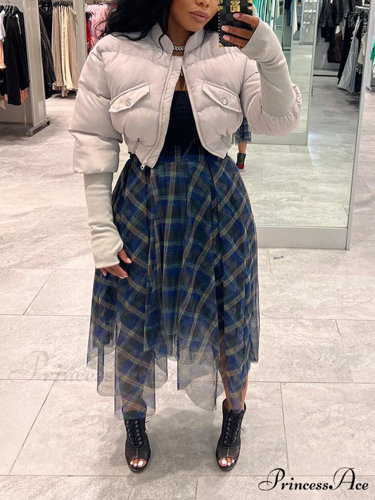 Double Cross Graceful Layers Necklace Blue / L