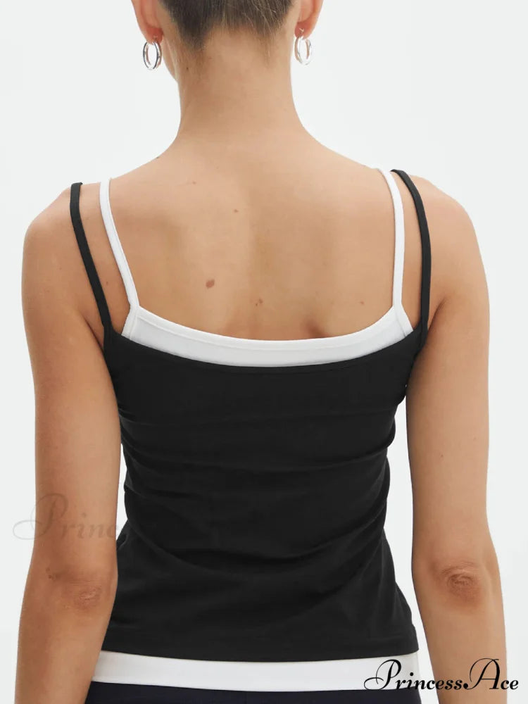 Double Layer Spaghetti Trendy Strap Cami Top
