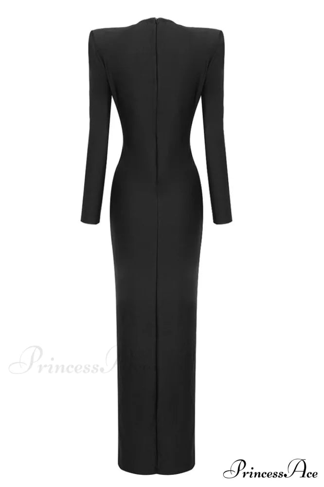 Draped Ring Detailed Charming Deep V Neck Dress