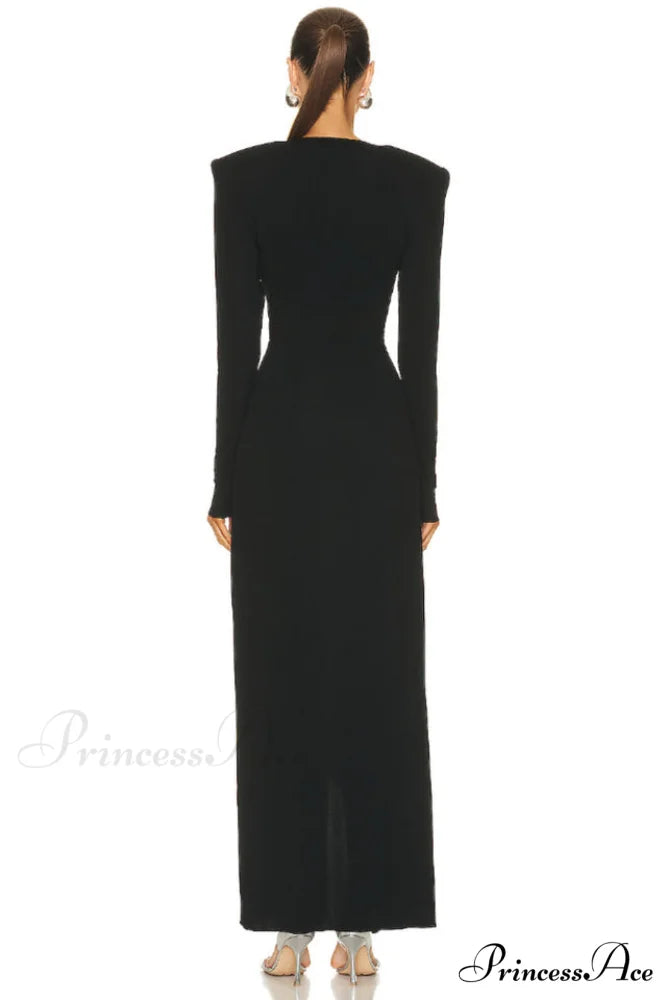 Draped Ring Detailed Charming Deep V Neck Dress