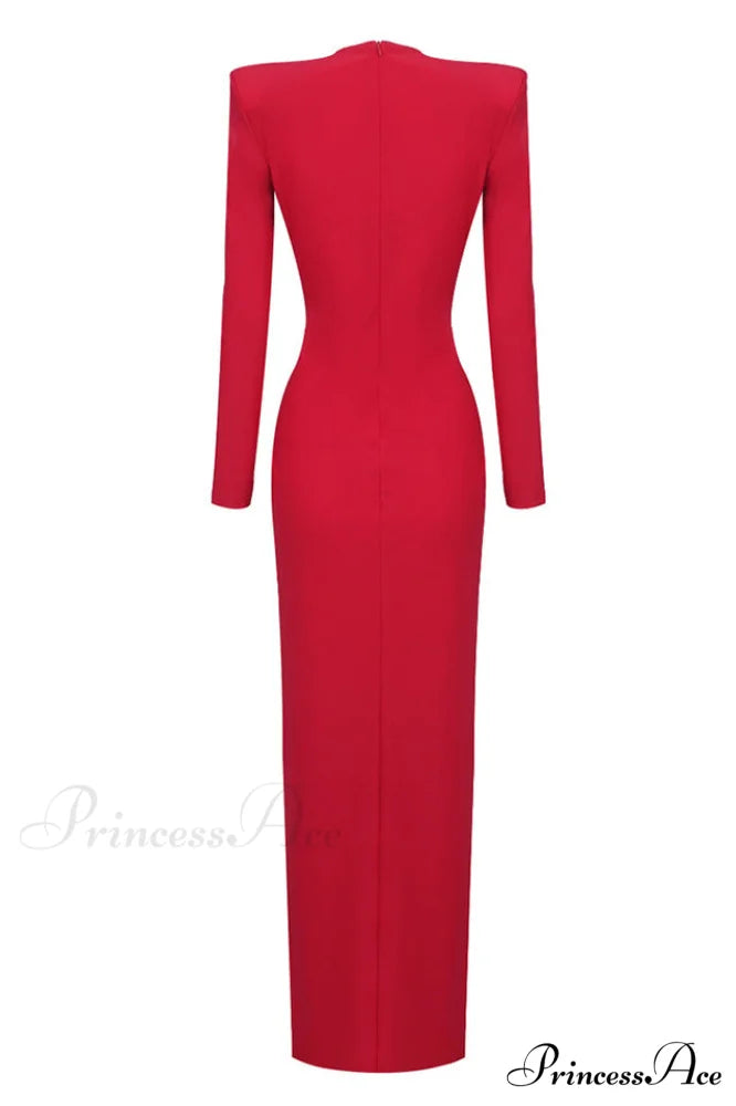 Draped Ring Detailed Charming Deep V Neck Dress