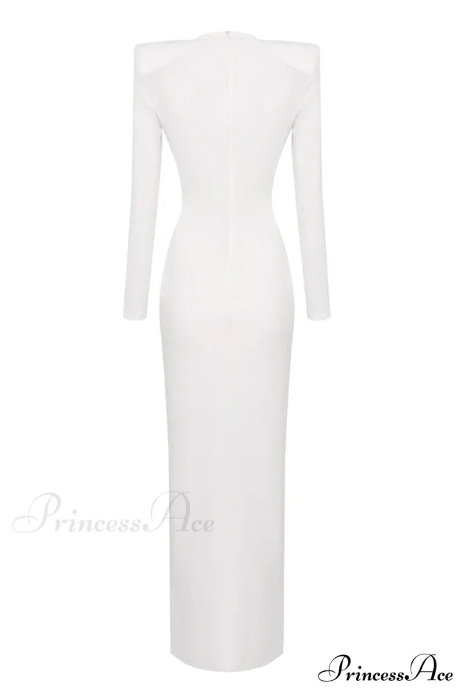 Draped Ring Detailed Charming Deep V Neck Dress