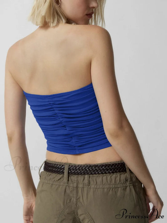 Drawstring Ruched Graceful Crop Tube Top