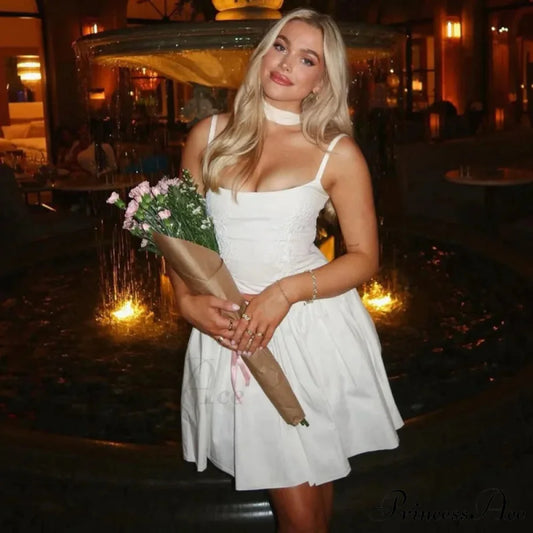 Dress Waist Wrap A-line Holiday Dress White / S vacationdress-250223