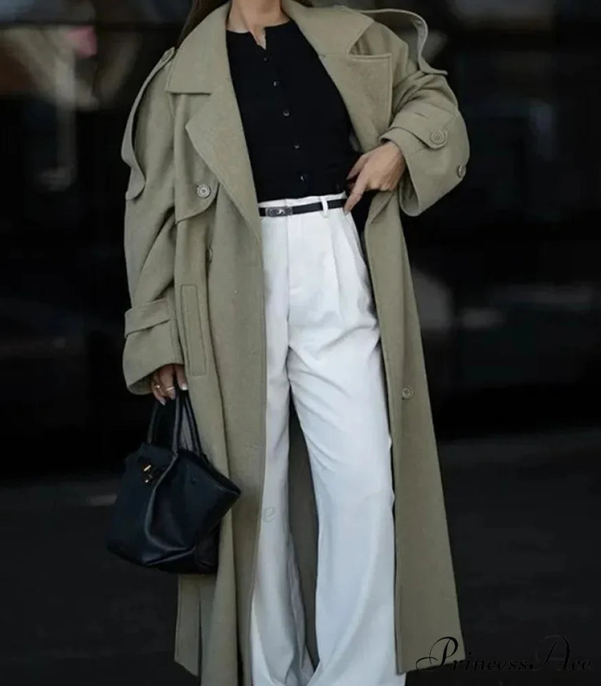 Dual-Breasted Wool Cinched Overcoat overcoats-241228