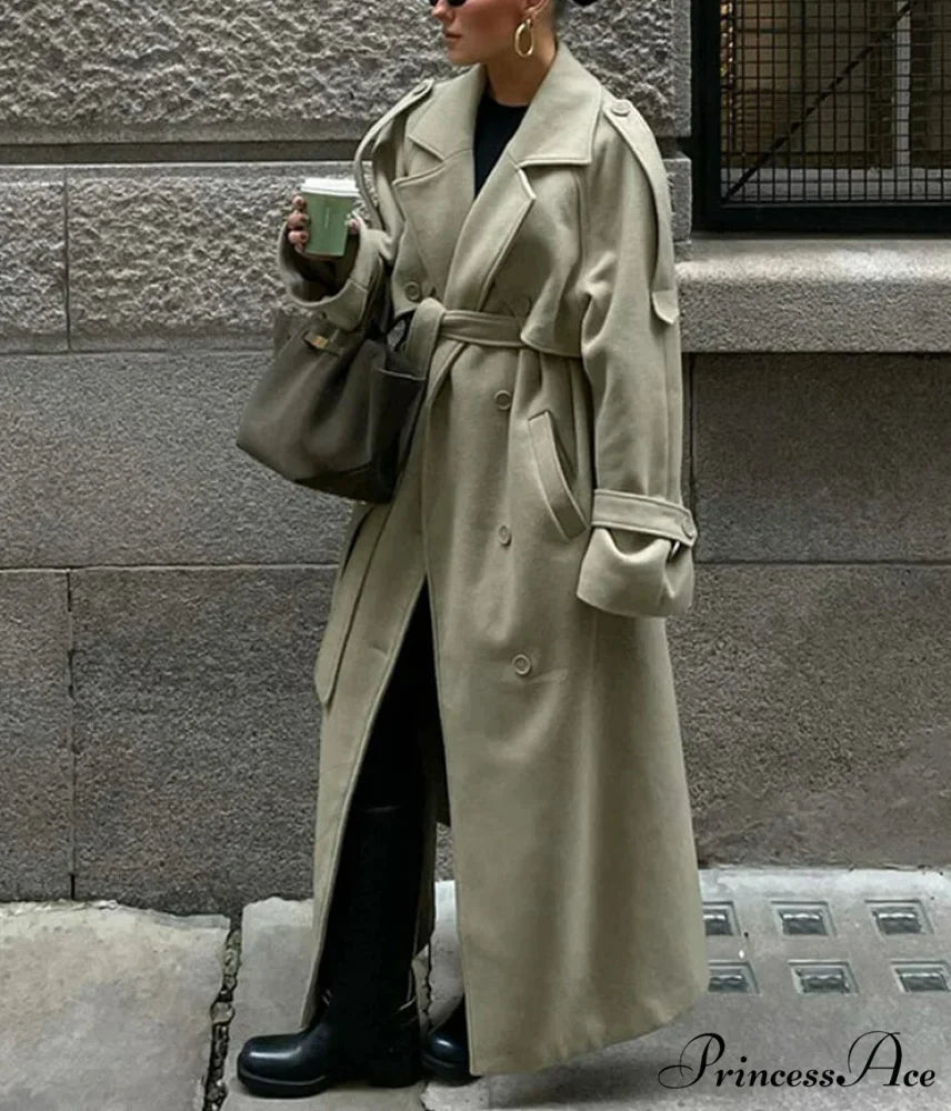 Dual-Breasted Wool Cinched Overcoat overcoats-241228