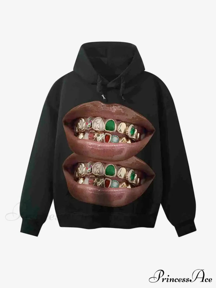 Dual-Personality Graphic Oversized Hoodie black 3 / S hoodies-241228