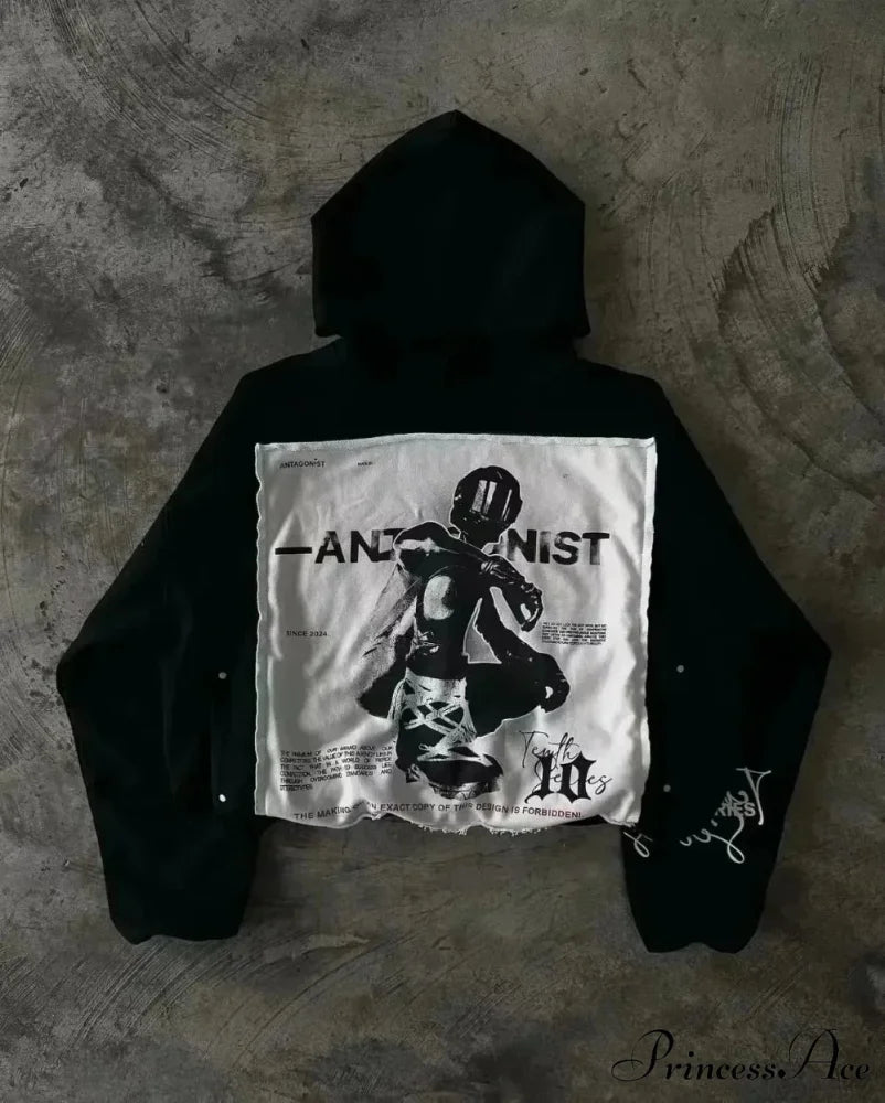 Dual-Personality Graphic Oversized Hoodie black 6 / S hoodies-241228