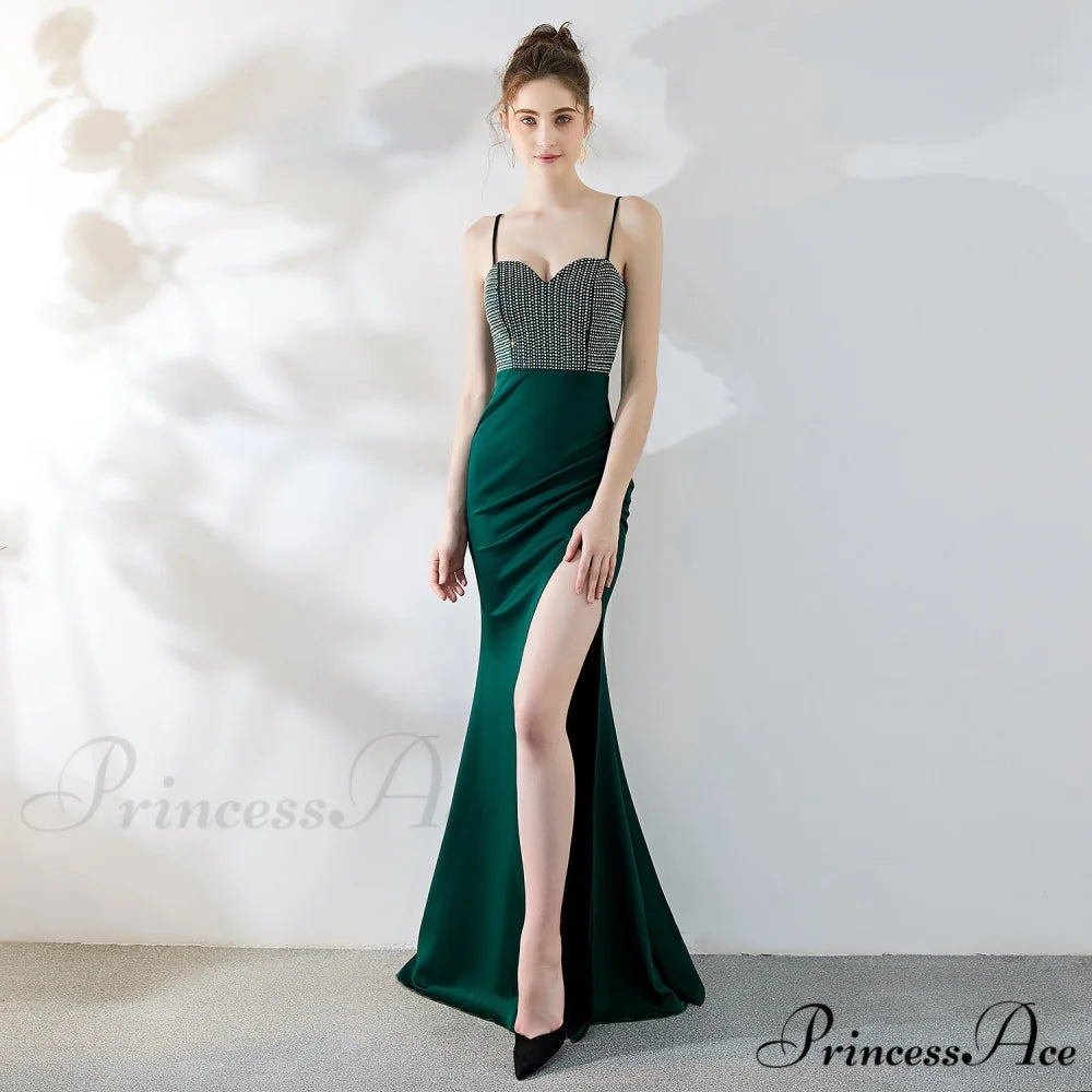 Dulce Hot Stone Charming Sling Long Dress HUNTER / XS