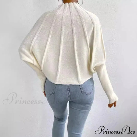 Durable Circular Neck Batball Sleeve Baggy Jumper swraters-241228