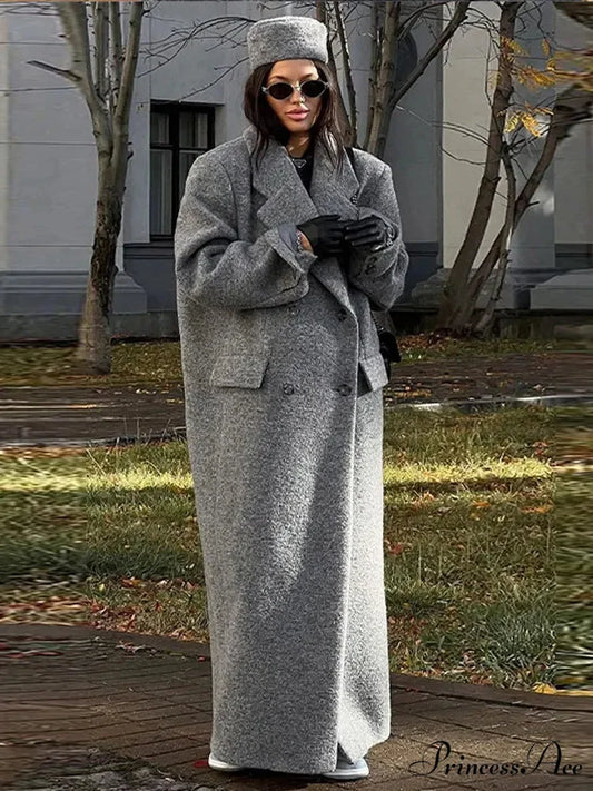 Durable Decline Collar Baggy Overcoat GREY / S overcoats-241228