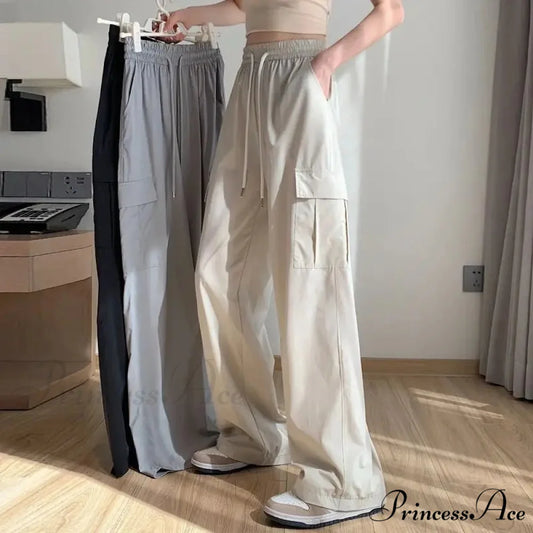 Durable Elevated Waist Stylish Cargo Trousers pants-241228