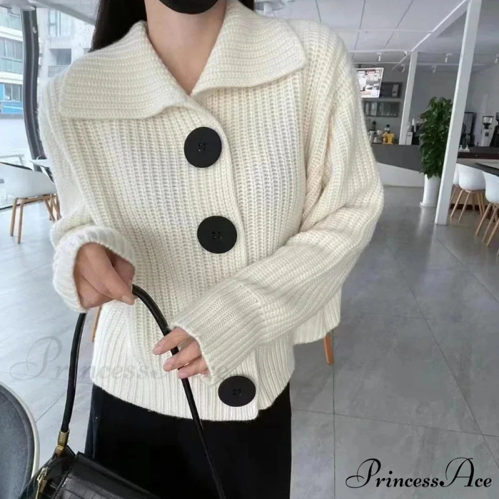 Durable Extended Sleeve Solo-Buttoned Cardigan WHITE / One Size cardigans-241228