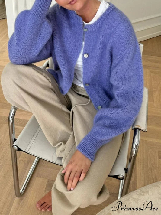 Durable Fluffy Button Up Knit Cardigan cardigans-241228