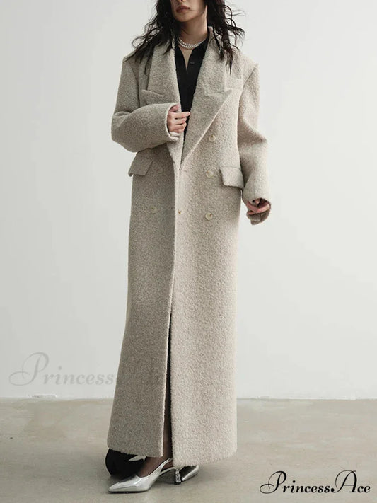 Durable Patchwork Extended Sleeve Overcoat BEIGE / S overcoats-241228