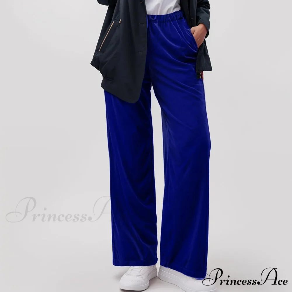 Durable Pocket Elastic Yoga Informal Trousers Blue / S pants-241228