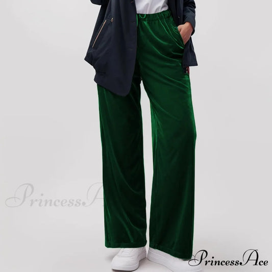 Durable Pocket Elastic Yoga Informal Trousers Green / S pants-241228