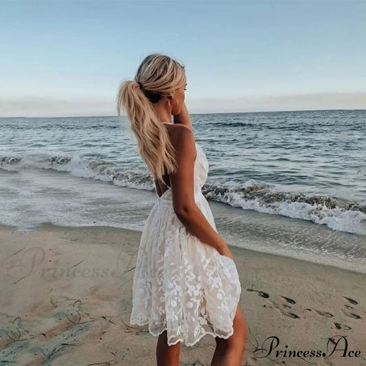 Durable Sleeveless Open-Back Lace Bohemian Dress bohodress-250126