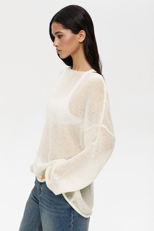 Hollow Out Bell Sleeve Knit Sweater