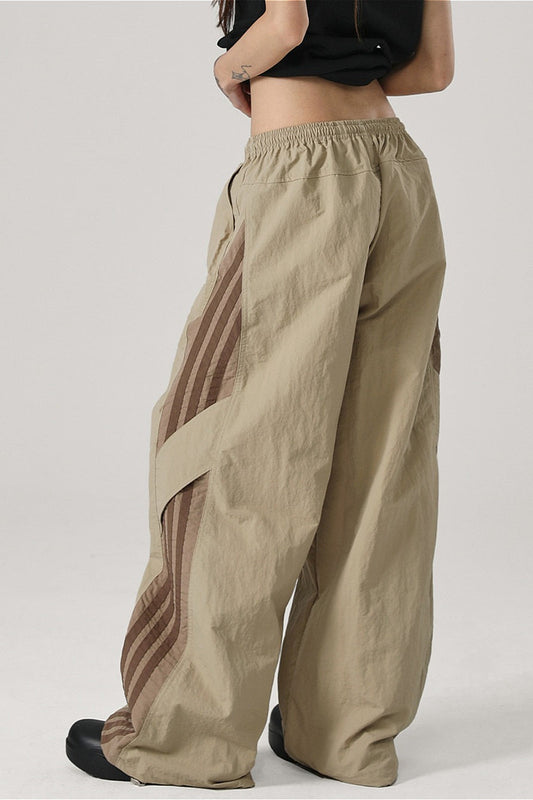Color Block Stripe Quick Dry Loose Casual Pants