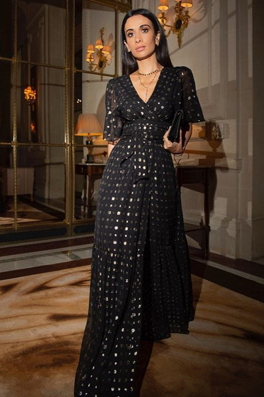 Sexy Polka Dot V-Neck Maxi Dress