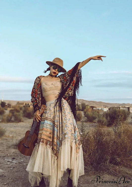 Eclectic Vibrant Stitching Frills Uneven Skirt skirt-250126