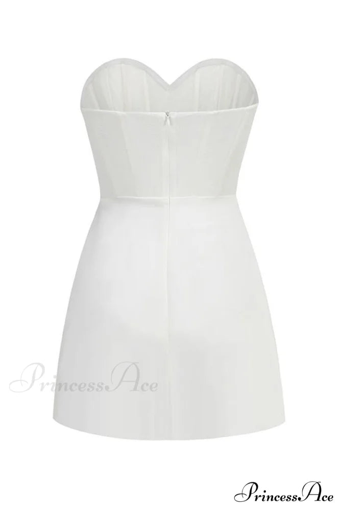 Ecru Sweetheart Neckline Charming Detailed Mini Dress