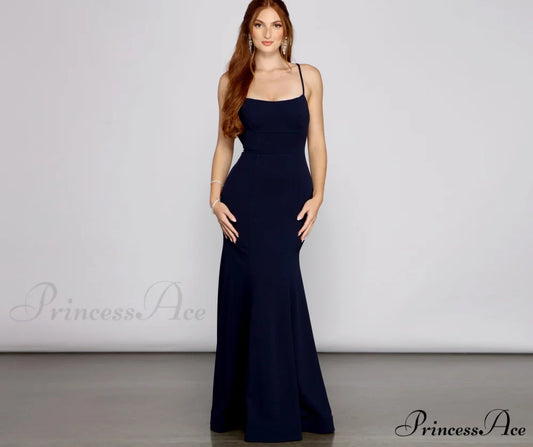 Eden Formal Stylish Lace-Up Mermaid Dress NAVY / 1