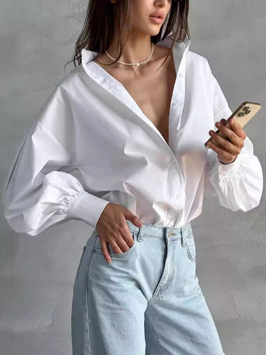 Loose Lantern Sleeve Blouse