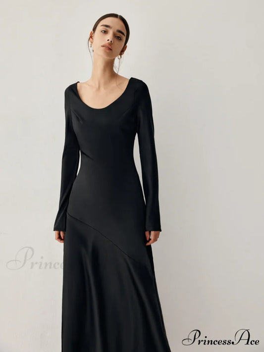 Effortless Satin Long Trendy Sleeve Long Dress