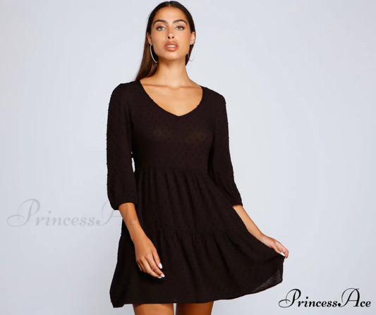Effortless Vibes Stylish Babydoll Dress BLACK / XS