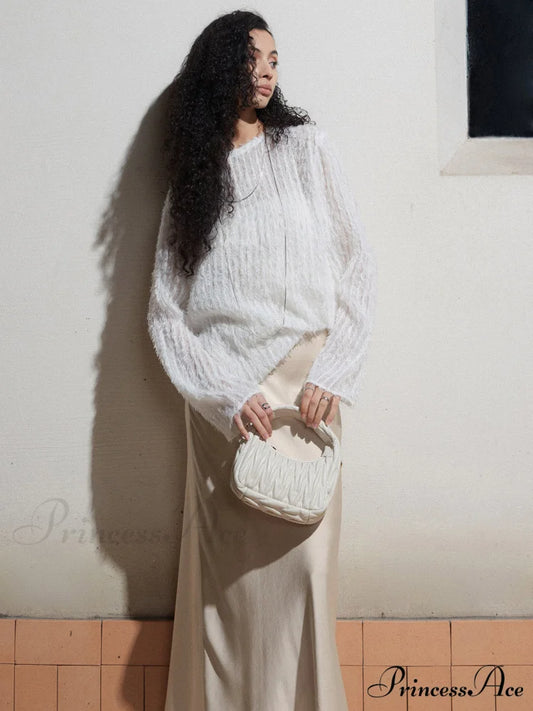 Effortlessly Split Graceful Long Sleeve Blouse