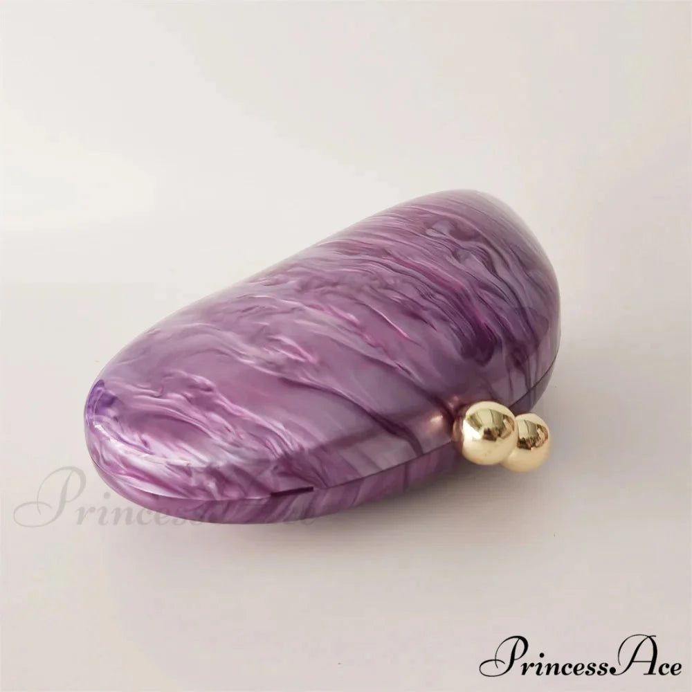 Egg-shaped Violet Shell Acrylic Purse Crossbody clutchbag-250126