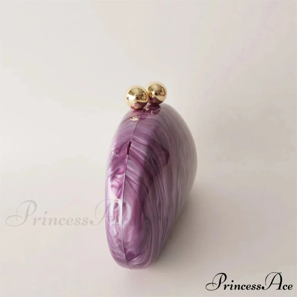 Egg-shaped Violet Shell Acrylic Purse Crossbody clutchbag-250126