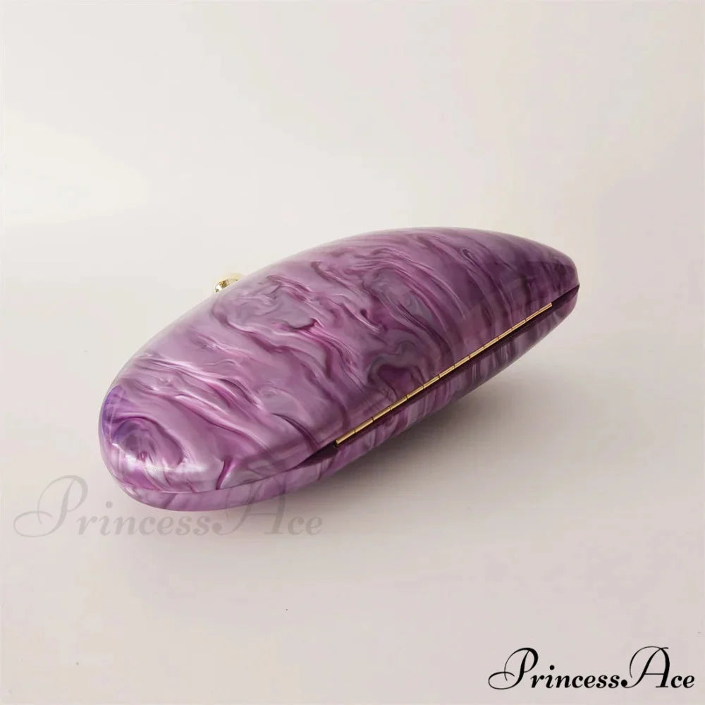 Egg-shaped Violet Shell Acrylic Purse Crossbody clutchbag-250126
